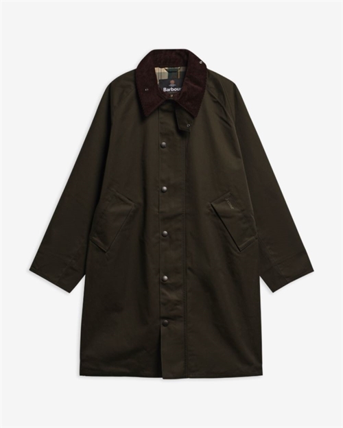 BARBOUR LONG TRANSPORT SHOWERPROOF JACKET OLIVE